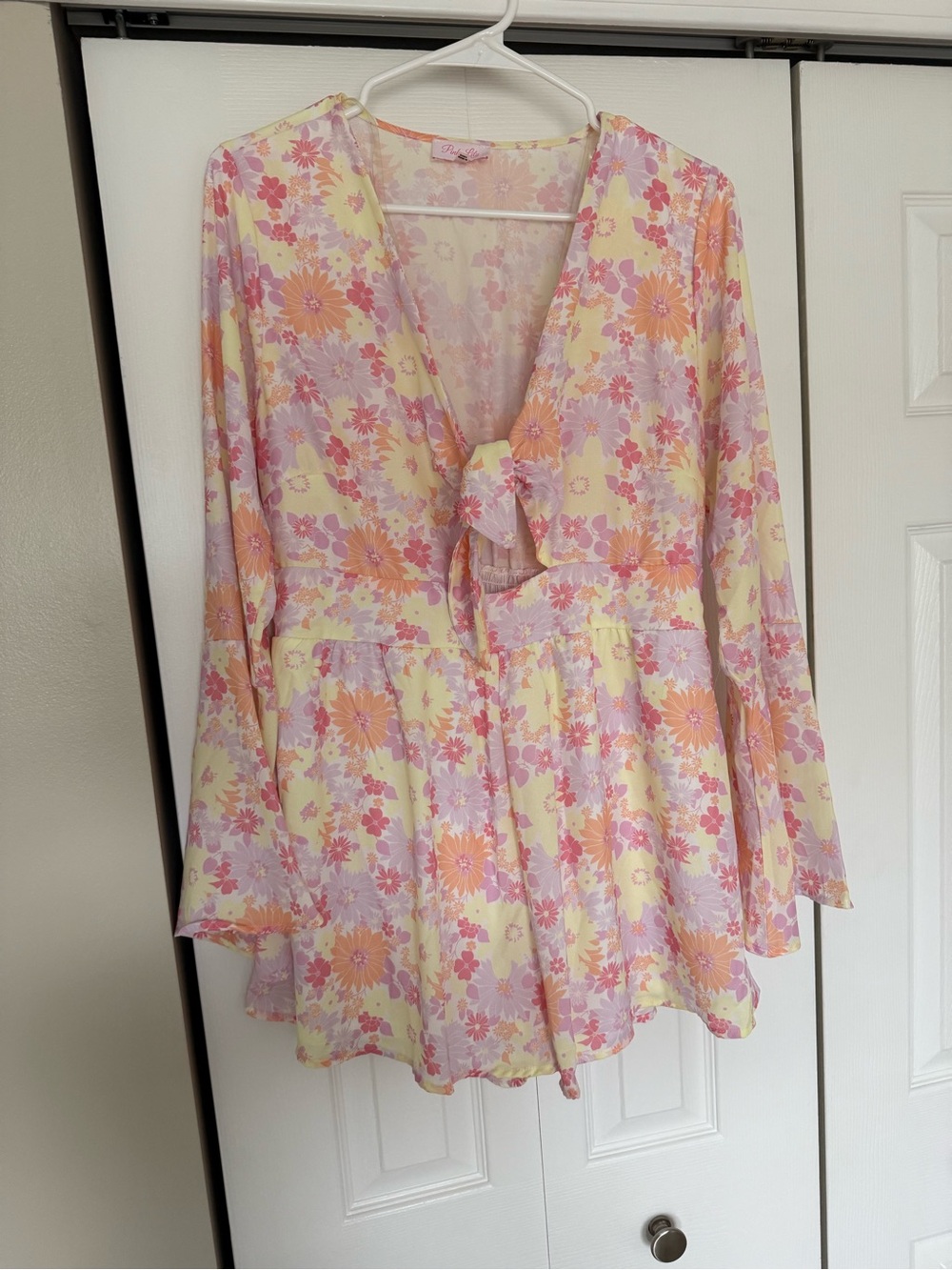 Floral romper with tie front